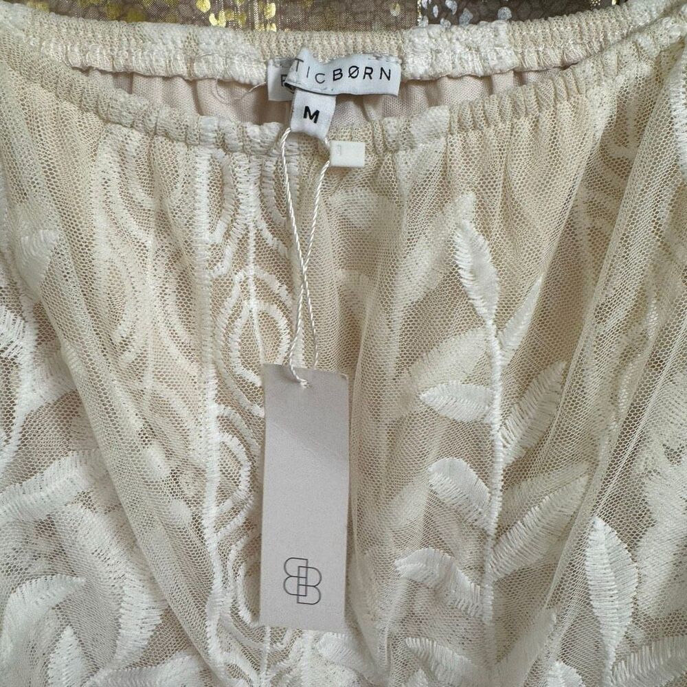 SOLD Born Leon Off Shoulder White Floral Lace Boho Maxi Dress Medium NWT - Picture 5 of 9